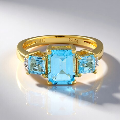 Anello in argento con Topazio Blu Svizzero