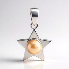 Pendentif en argent et Perle Ming couleur pêche