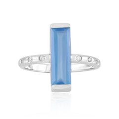 Blauer Chalzedon-Silberring