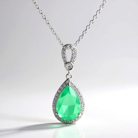 Collana in argento con Quarzo verde pastello
