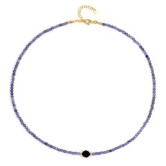 Zilveren halsketting met een zwarte spinel