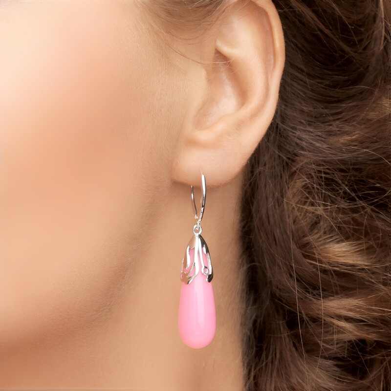 Pendientes en plata con Cuarzo rosado