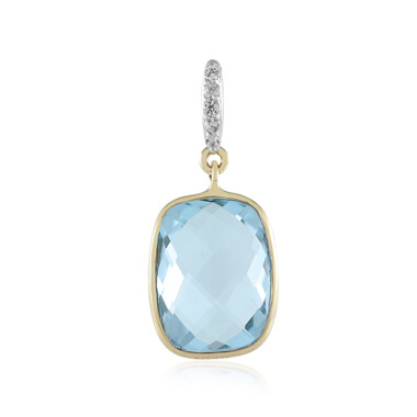 Colgante en oro con Topacio azul cielo