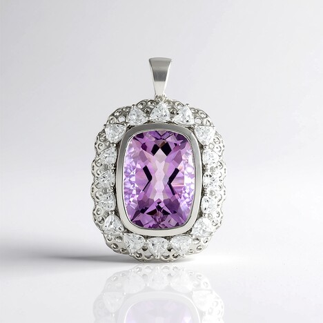 Ciondolo in argento con Ametista Rose de France (Ornaments by de Melo)