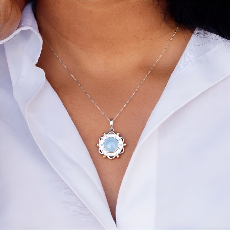 Ciondolo in argento con Acquamarina (Granulieren)