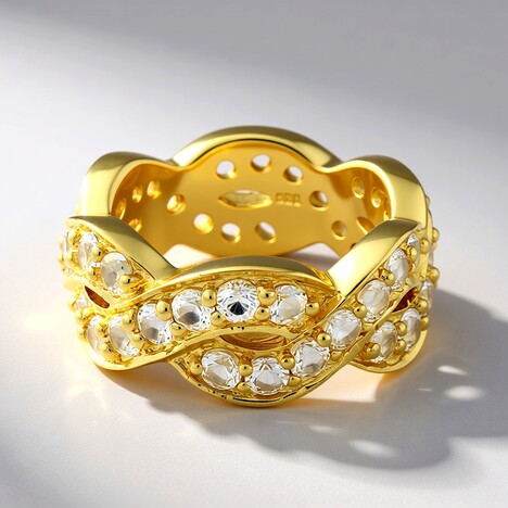 Anello placcato in oro con Topazio Bianco
