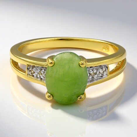 Anello placcato in oro con Crisoprasio Imperiale