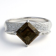 Anello in argento con Quarzo Fumè