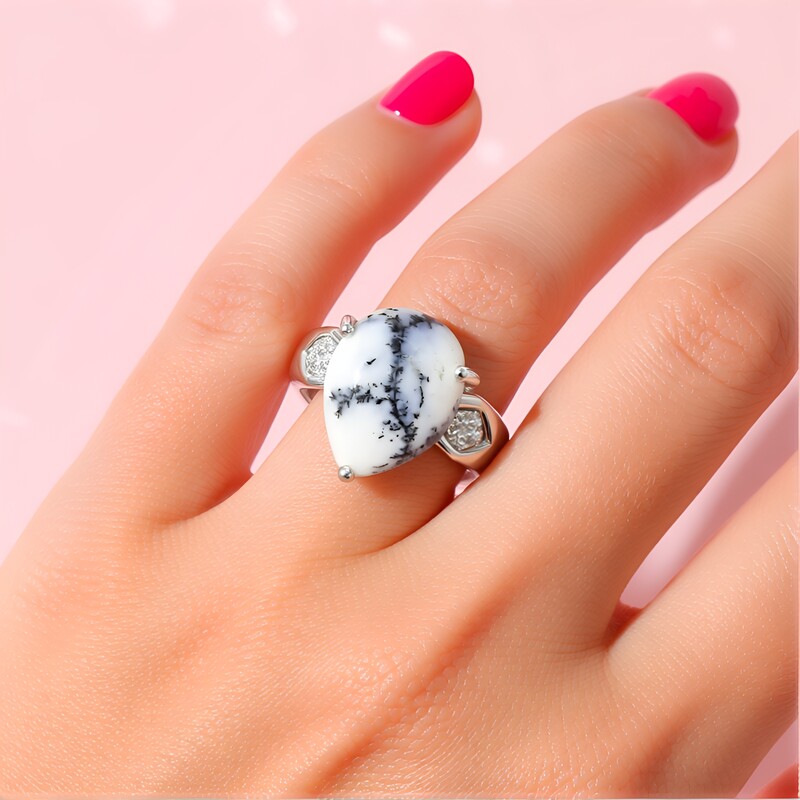 Dendriten-Achat-Silberring