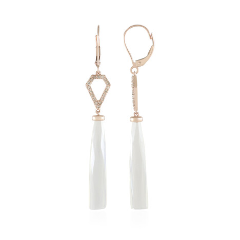 Boucles d'oreilles en or et Calcédoine blanche (KM by Juwelo)
