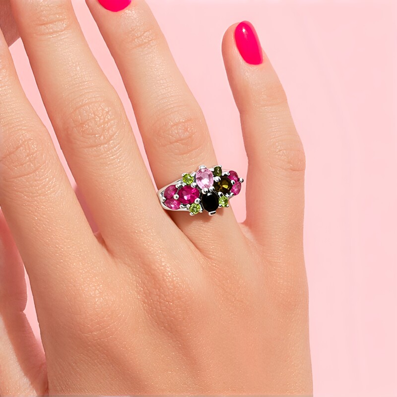 Fancy Tourmaline Silver Ring