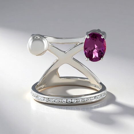 Anello in argento con Granato Magenta (de Melo Essence)
