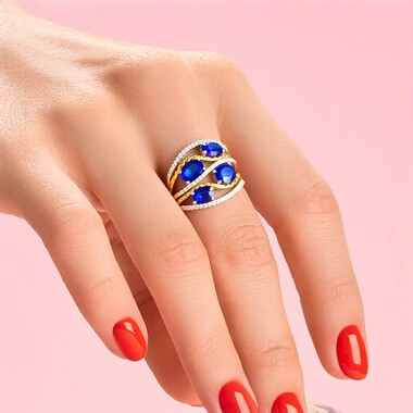 Cobaltblauer Spinell-Silberring (Gems en Vogue)