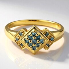 Anello placcato in oro con Diamante Fancy