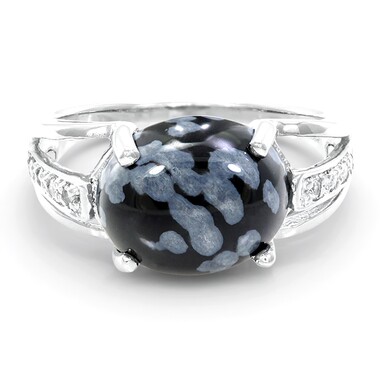 Anillo en plata con Obsidiana Copo de Nieve