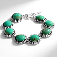 Zilveren armband met Blauwe Kingman Mohave Turkooisen (Jones Lee)