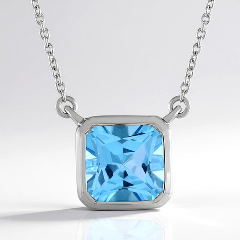 Collana in argento con Topazio Blu Svizzero
