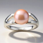 Anello in argento con Perla Ming color Pesca (TPC)