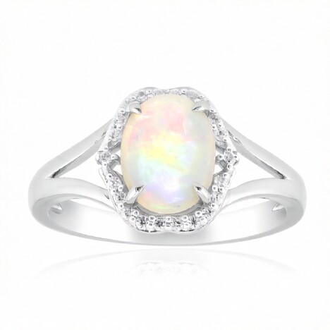 Gouden ring met een Braziliaanse witte opaal