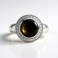 Zilveren ring met een zwarte ster saffier (de Melo Essence)