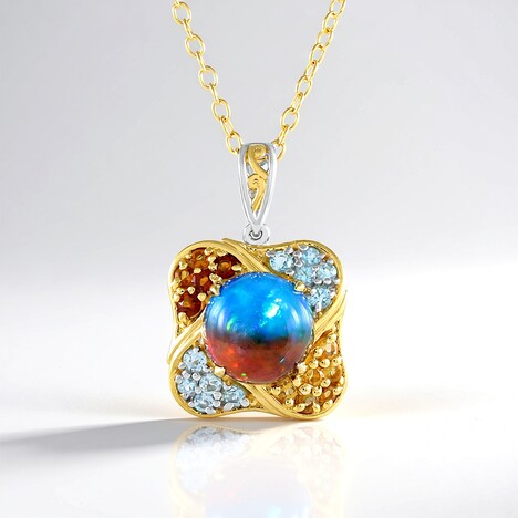 Collier en argent et Opale multicolore d'Éthiopie (Gems en Vogue)