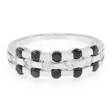 Zilveren ring met zwarte spinelstenen