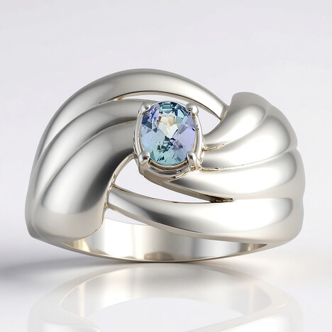 Anello in argento con Tanzanite Blu-Verde Non Riscaldata