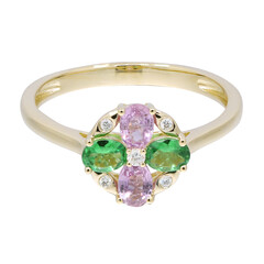 Gouden ring met roze saffieren