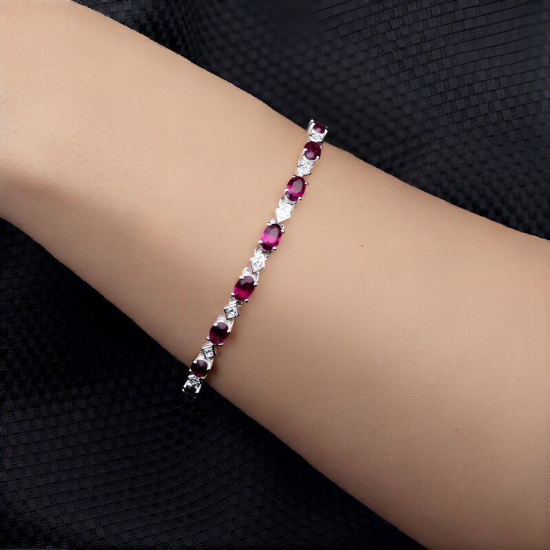 Rhodolite Silver Bracelet