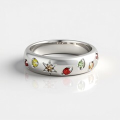 Anello in argento con Zaffiro Fancy