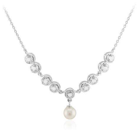 Zilveren halsketting met een Witte zoetwater kweekparel