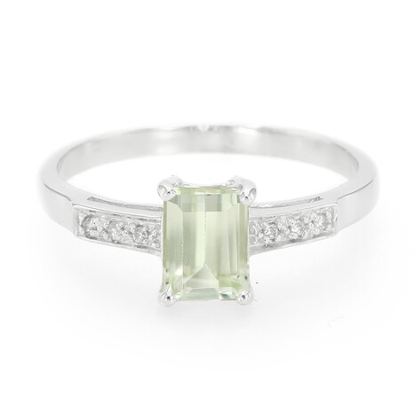 Zilveren ring met een kanariegele kunziet