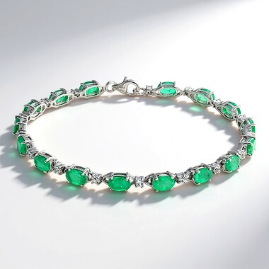 Brazalete en plata con Esmeralda de Zambia