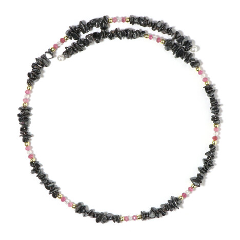 Stalen halsband met Zwarte Hematieten (Riya)