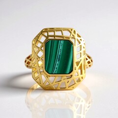 Anello in argento con Malachite (Ornaments by de Melo)