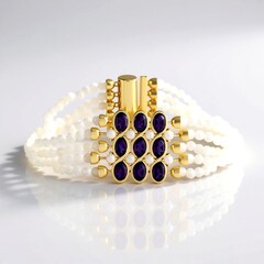 Bracciale in argento con Ametista (KM by Juwelo)