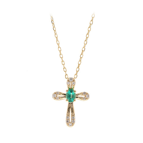 Gouden halsketting met een AAA Zambia smaragd