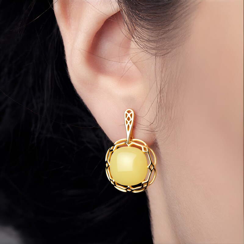 Baltischer Milky-Bernstein-Silberohrringe (dagen)