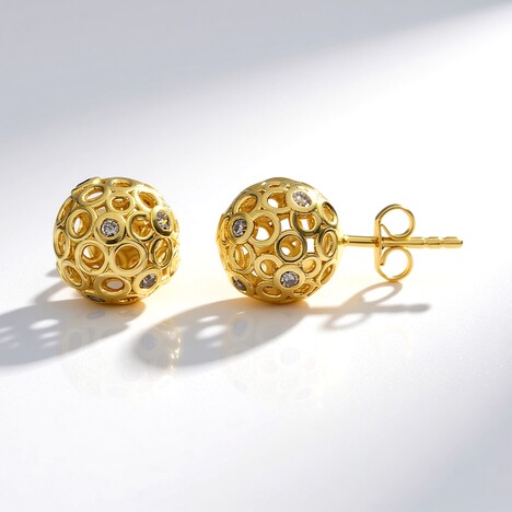 Boucles d'oreilles en argent et Diamant champagne I2 (Ornaments by de Melo)