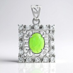 Ciondolo in argento con Crisoprasio Imperiale