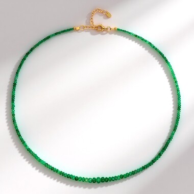 Naszyjnik ze srebra pozłacanego - Swat emerald