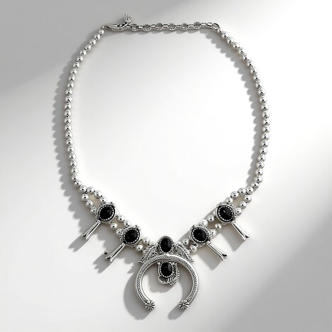 Collana in argento con Agata Nera (Desert Chic)