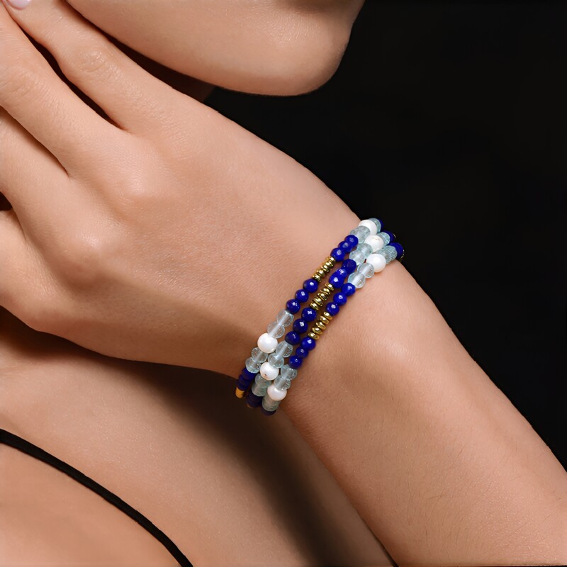 Bracelet en acier et Lapis-Lazuli (Riya)