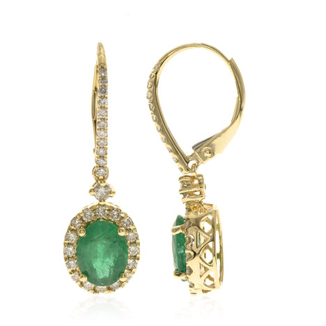 Pendientes en oro con Esmeralda de Zambia AAA (CIRARI)