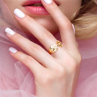 9K I2 (I) Diamond Gold Ring (de Melo Gold)
