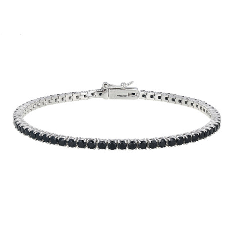 Schwarzer Spinell-Silberarmband