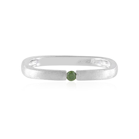 I2 Green Diamond Silver Ring (de Melo)