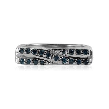 Anello in argento con Diamante Blu Cielo I1