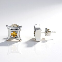 Orecchini in argento con Diamante Giallo I3