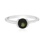 Zilveren ring met een moldaviet